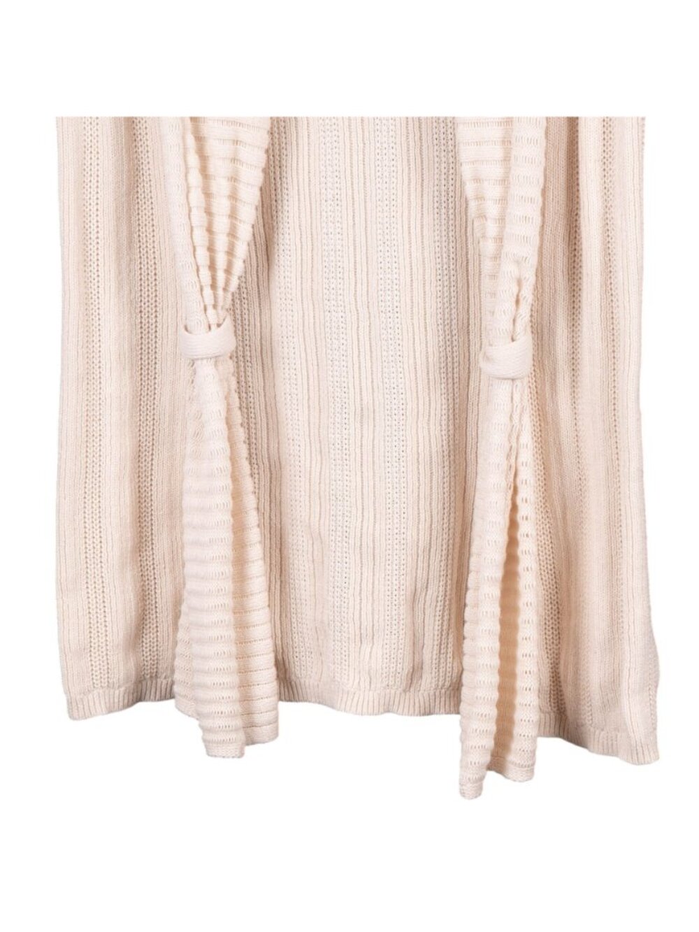 Cardigan Sweater L Women Cream Cottagecore Short Sleeve Knit Ivory White Cotton - Picture 3 of 6
